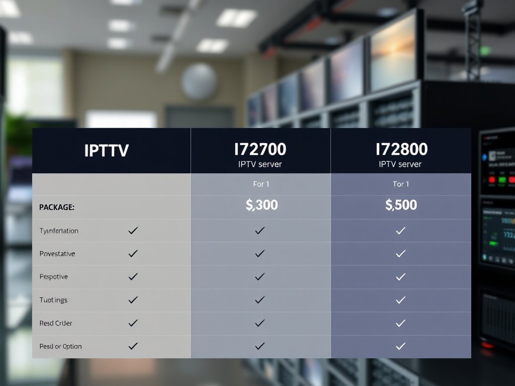 IPTV Server Price Package comparison table