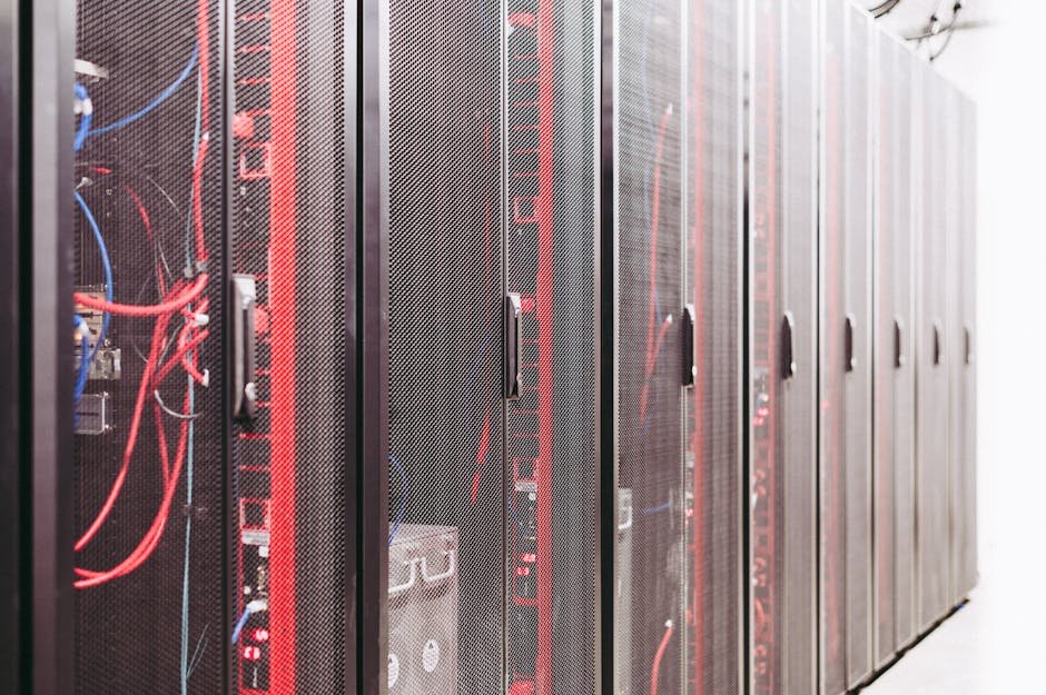 Modern data center with IPTV servers racks showing infrastructure for streaming television content in 2026
