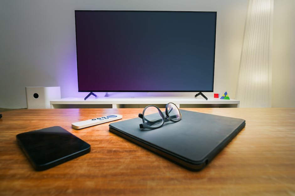 Modern home entertainment setup using IPTV service on multiple devices simultaneously