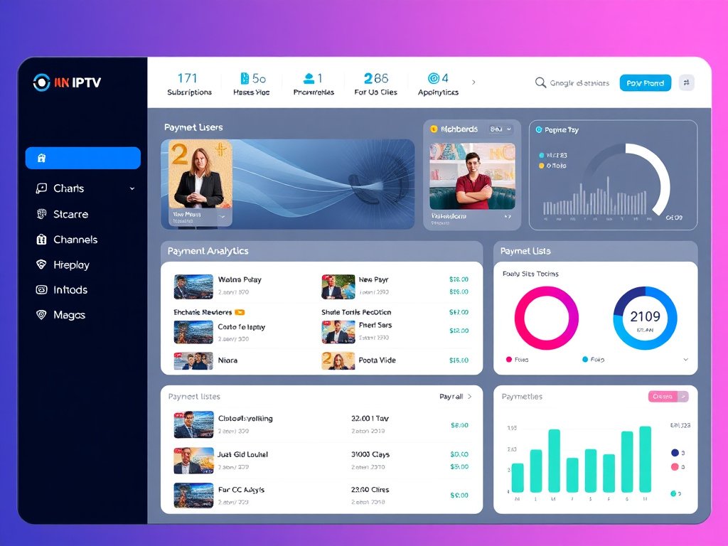 Premium IPTV Website Templates dashboard interface showcasing subscription management and live TV options