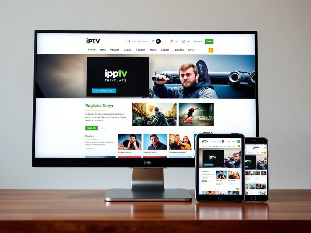 Responsive design of an IPTV website template adapting beautifully to different screen sizes