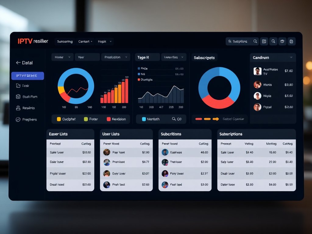 Wholesale IPTV Suppliers dashboard showing various statistics and client management tools for resellers.