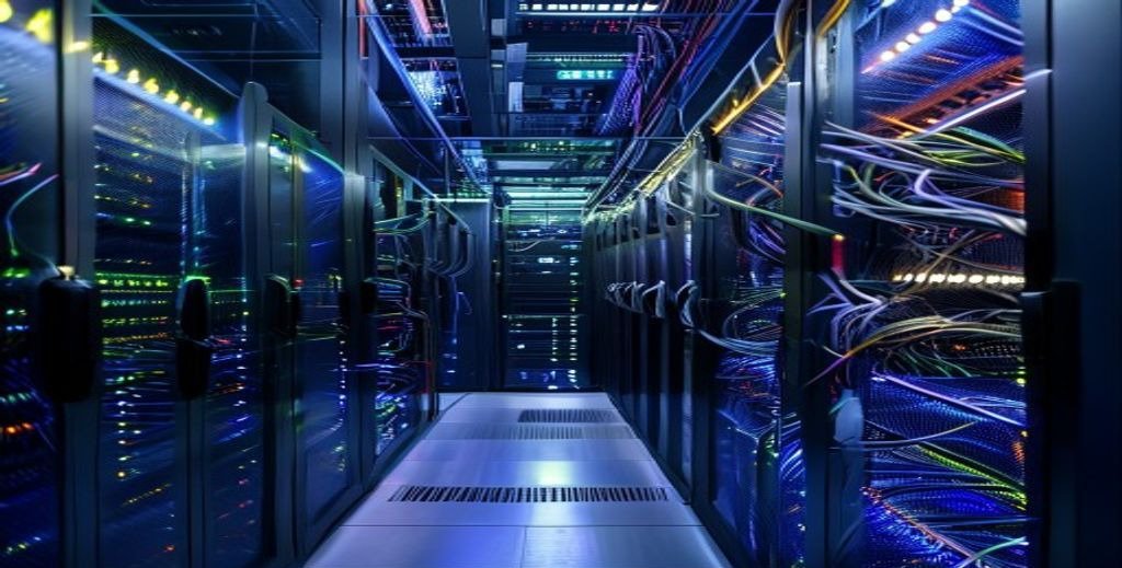 Wholesale IPTV Suppliers server room with modern networking equipment and cable management