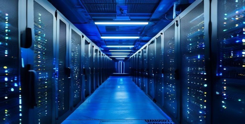 Wholesale IPTV suppliers server room with modern networking equipment and cables