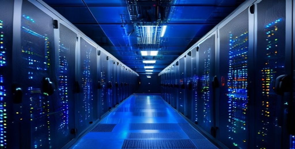Wholesale IPTV suppliers server room with modern networking equipment and streaming infrastructure