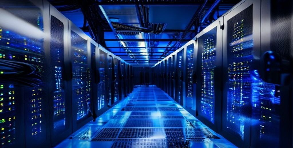 Wholesale IPTV Suppliers server room with modern streaming infrastructure and network equipment