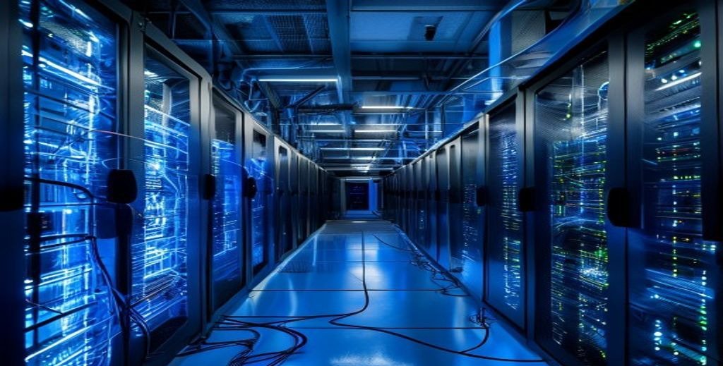 Wholesale IPTV Suppliers server room with network equipment and cables
