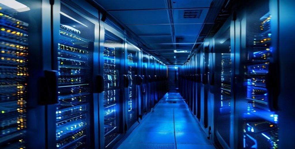 Wholesale IPTV Suppliers server room with rows of networking equipment